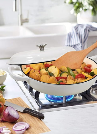 Cast Iron Dutch Oven 3.8 Quart Dutch Oven Pot with lid White Heavy Duty Dutch Oven Dual Handles Porcelain Enameled Cast Iron Skillet Family or Friends Gifts