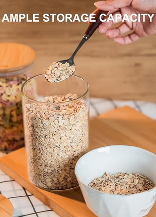 YUNCANG Glass Food Storage Jars 50oz [Set of 6],Clear Glass Food Storage Containers with Airtight Bamboo Lid Stackable Kitchen Canisters for Candy,Cookie,Rice,Sugar,Flour,Pasta