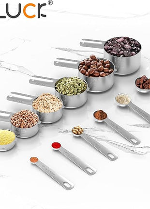 TILUCK Stainless Steel Measuring Cups & Spoons Set, Cups and Spoons,Kitchen Gadgets for Cooking & Baking (12)