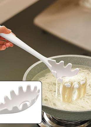 Silicone Cooking Spoons, Heat Resistant Large Silicone Pasta Slotted Spoon Solid Basting Spoon set for Nonstick Cookware, BPA Free Black Kitchen Silicone Spoons set for Mixing, Serving, Draining White