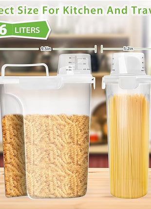 Rice Storage Container, 5 to 10lb Dry Food Airtight Dispenser, Pet Dog Cat Food Canister, BPA Free Clear Plastic Kitchen and Pantry Organization Bin for Oatmeal, Cereal, Pasta, Flour White