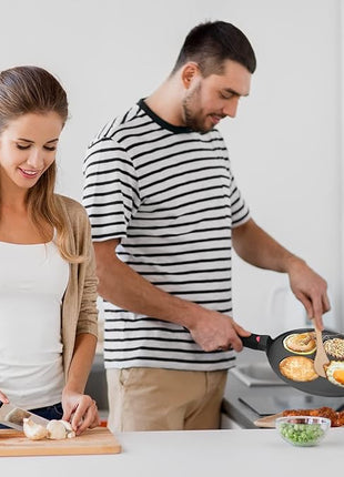 Pancake Pan Nonstick-Suitable for All Stovetops & Induction Cooker, 10.5 Inch Mini Silver Dollar Grill Blini Griddle Crepe Pan, 4 Molds Cake Egg Skillet, 100% PFOA Free Coating