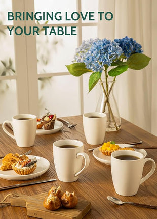 Sweese Porcelain Coffee Mugs - 16 Ounce (Top to the Rim) for Coffee, Latte, Tea, Cocoa, Set of 4, White
