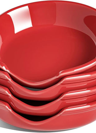 LE TAUCI Ceramic Spoon Rest, 4.8 Inch Spoon Rest for Stove Top, Spoon Holder for Kitchen Counter, Coffee Spoon rest, Utensil Rest for Cooking, Set of 4, Red