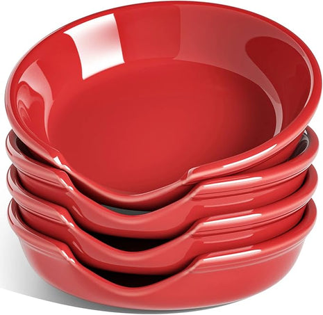 LE TAUCI Ceramic Spoon Rest, 4.8 Inch Spoon Rest for Stove Top, Spoon Holder for Kitchen Counter, Coffee Spoon rest, Utensil Rest for Cooking, Set of 4, Red