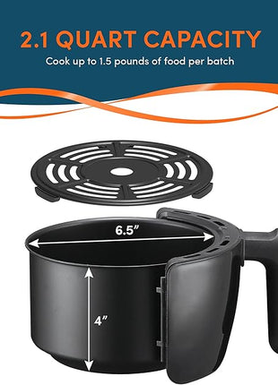 Elite Gourmet EAF-0201 Personal Compact Space Saving Electric Hot Air Fryer Oil-Less Healthy Cooker, Timer & Temperature Controls, 1000W, 2.1 Quart, Black