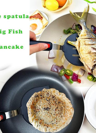 Tenta tenta kitchen Silicone Turner Pancake Slotted Spatula for Cooking - Nonstick Cookware Safe 600°F Flexible & Thin Cooking Flipper for Eggs - Reinforced Stainless Steel Core - BPA Free