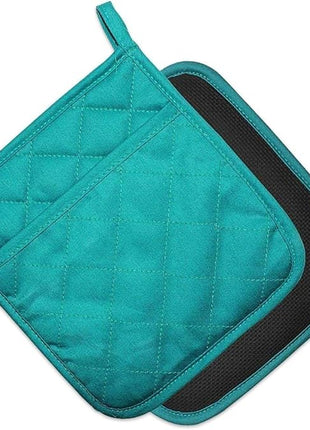 Cotton and Neoprene Oven Pads Pot Holders with Pocket 8"x8.5" Dual-Function Hot Pad Set for Finger Hand Wrist Protection Heat Resistant to 428°F Teal