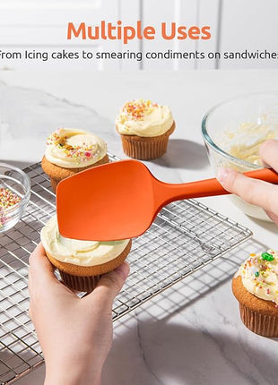 U-Taste Silicone Spoon Spatula Set, 600ºF High Heat Resistant Food Grade Flexible Rubber Scraper, Integrated Cooking Mixing Baking Kitchen Utensils Set of 3 for Nonstick Cookware (Orange)