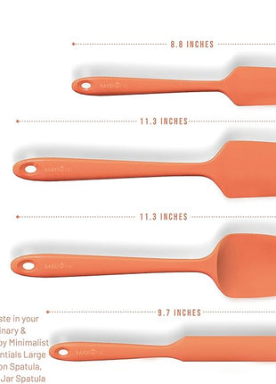 Silicone Spatula Set - 4-Piece Rubber Spatulas Silicone Heat Resistant 600°F for Everyday Task - Seamless Design Kitchen Spatulas for Nonstick Cookware - Orange
