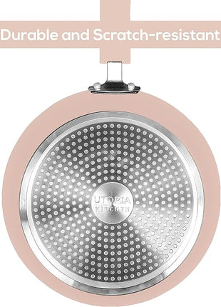 Utopia Kitchen Nonstick Cookware 3 Piece Set, Non-Stick Frying Pans with Induction Bottom, 8, 9.5 & 11 Inches Frying Pans with Bakelite Handles, PFOA Free, Pink & Black