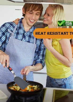 Silicone Spatula Turner Set of 4, Wiztoynia 600°F Heat Resistant Cooking Spatulas for Nonstick Cookware, BPA Free Rubber Spatula Large Kitchen Utensils Set for Egg, Pancake, Burger, Fish