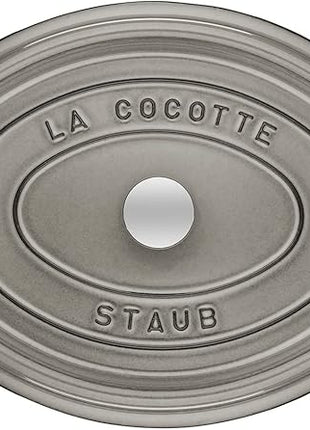 staub La Cocotte Oval 40509-320 Pico Cocotte Oval Gray 12.2 inches (31 cm) Large Two-Handed Cast Enameled Pot, Induction Compatible