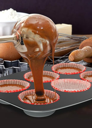 NutriChef 8-Piece Nonstick Stackable Bakeware Set - PFOA, PFOS, PTFE Free Baking Pans Set w/Non-Stick Coating, 450°F Oven Safe, Round Cake, Loaf, Muffin, Wide/Square Pans, Cookie Sheet (Gray)