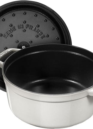 Staub Cast Iron 4-qt Round Cocotte - White Truffle, Made in France