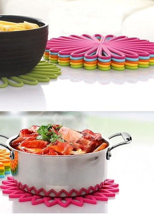 ME.FAN Silicone Trivet Mat - Kitchen Hot Pads for Pots & Dish - Insulated Teapot Trivet - Flexible, Durable, Non-Slip Large Coasters 3 Set Olive Green