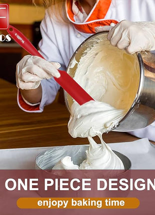 Walfos Silicone Jar Spatula - 600ºF Heat Resistant Kitchen Spatulas(2pcs), Strong Steel Core & One-Pieces Design,Mixing Batter & Cake Cream Spatulas, for Cooking & BPA Free & Dishwasher Safe, Red