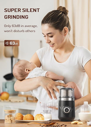 SHARDOR Adjustable Coffee Bean Grinder Electric, Herb/Spice, Espresso Grinder with 1 Removable Stainless Steel Bowl, Matte Black