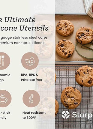 Starpack 'Flex & Flip' Flexible Silicone Turner Spatula (Wide) - High Heat Resistant Spatulas for Cooking Egg 600°F - Silicone Pancake Turner Spatula, LFGB Grade Non Stick Rubber Kitchen Utensils