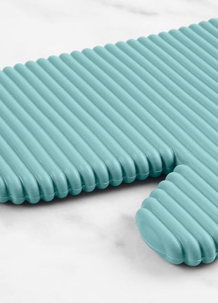 KITCHENAID Ribbed Soft Silicone Oven Mitt 2-Pack Set, 7.5"x13", Mineral Water Aqua
