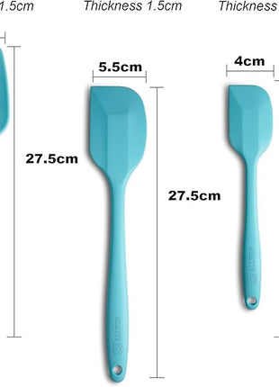 Silicone Spatula 3-piece Set, Ergonomic Handle High Heat-Resistant Spatulas, Non-stick Rubber Spatulas with Stainless Steel Core, Light Blue