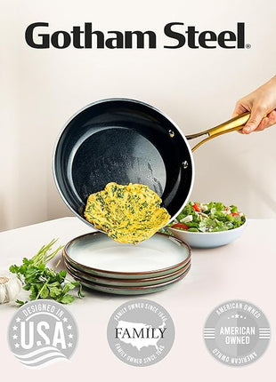 Gotham Steel 15 Pc Ceramic Cookware Set Nonstick, Ceramic Pots and Pans Set Non Stick with Steamer & Cooking Utensils, Non Toxic PFOA PFOS Free, Premium Stay Cool Handles, Oven & Dishwasher Safe
