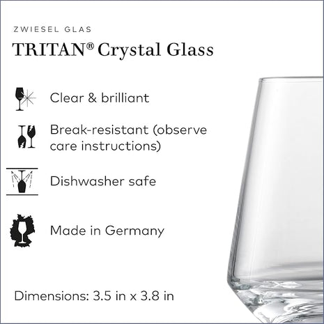 ZWIESEL GLAS Pure Whiskey Glass (Set of 6), Tumblers for Whiskey, Dishwasher-Safe Tritan Crystal Glasses, Made in Germany (13 Ounce)