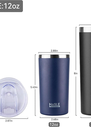 HASLE OUTFITTERS 12 oz Skinny Tumbler, Stainless Steel Insulated Slim Tumbler with Lid, Reusable Double Wall Travel Coffee Mug, Durable Powder Coated Travel Water Cup(Navy,1)