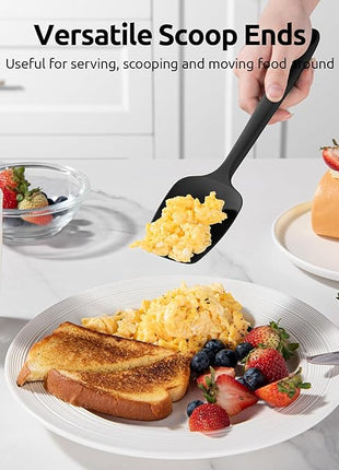 U-Taste Silicone Spatula Set, 600ºF High Heat Resistant, Seamless Food Grade Flexible Rubber Kitchen Cooking Mixing Baking Scraper for Nonstick Cookware Set of 3 (Black)