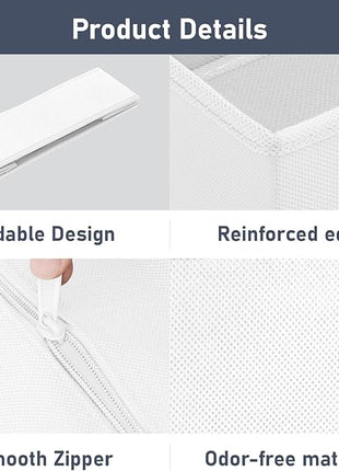 DIMJ Drawer Organizer Clothes, 8 Pack Dresser Organizer, Foldable Closet Organizers and Storage, Fabric Dresser Bins, Drawer Dividers for Nursery, Baby Clothes, Underwears, Sock (white)