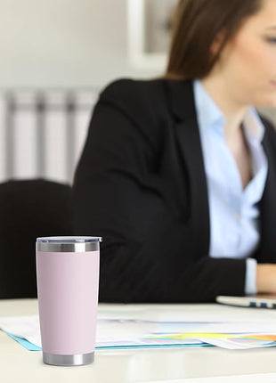 HASLE OUTFITTERS 20oz Stainless Steel Tumblers Bulk, Insulated Travel Cup with Lid, Double Wall Vacuum Coffee Mug for Cold & Hot Drinks 1 Pack, Light Pink