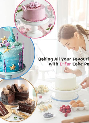 E-far 8 Inch Cake Pan Set of 3, Stainless Steel Round Layer Cake Baking Pans, Non-Toxic & Healthy, Mirror Finish & Dishwasher Safe