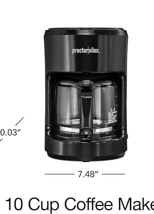 Proctor Silex 10-Cup Coffee Maker, Works with Smart Plugs That Are Compatible with Alexa, Auto Pause and Serve, Black (48351PS)