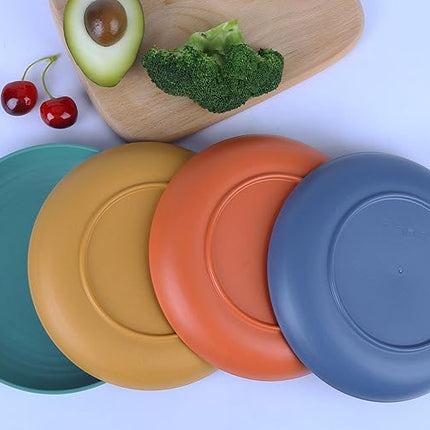 LuckyZone 7.8 Inches Unbreakable Wheat Straw Plates - Reusable Plate Dinner Set - Dishwasher & Microwave Safe - Healthy, BPA Free & Eco-Friendly (7.8 Inches/4 Color_H)