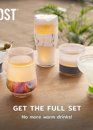 HOST FREEZE Beer Cooling Cups, Frozen Beer Mugs, Freezable Pint Glass Set, Insulated Pint Glass to Keep Your Drinks Cold, Double Walled Insulated Glasses, Gift for Dad,16oz, Set of 2, Olive