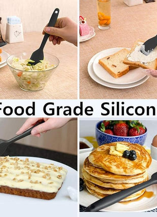 Silicone Spatula Set, 6 Piece Rubber Spatula Heat Resistant and Stainless Steel Core Spatulas for Cooking Utensils Large and Small Baking Kitchen Spatulas Black