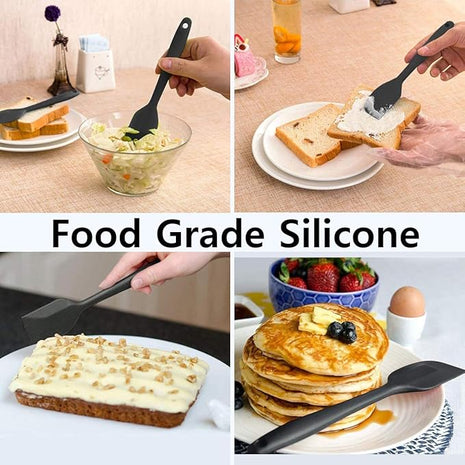 Silicone Spatula Set, 6 Piece Rubber Spatula Heat Resistant and Stainless Steel Core Spatulas for Cooking Utensils Large and Small Baking Kitchen Spatulas Black