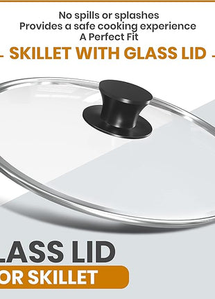 Utopia Kitchen Saute Fry Pan Pre-Seasoned Cast Iron Skillet With Lid, Frying Pan, Cast Iron Pan, Safe Grill Cookware for Indoor & Outdoor Use (1, Black, 10 Inch)