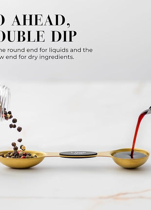 Magnetic Measuring Spoons Set – Stainless Steel Gold Measuring Spoons for Cooking and Baking – Cute and Durable Gold Kitchen Accessories - Great for Gifting