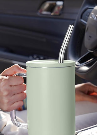 Tomorotec 8PCS 12" Stainless Steel Straws 4 Bent & 4 Straight for 40oz Stanley Tumblers, Reusable Food-Grade Drinking Straws with Cleaning Brush for Smoothies, Milkshakes, Iced Coffee, Dishwasher Safe