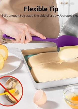 U-Taste Heat Resistant Silicone Spatula - 600ºF Hot-Proof Food Grade Kitchen Baking Bowl Scraper, Flexible and Sturdy Rubber Cooking Utensil for Mixing Scraping in NonStick Cookware (4 Pcs, Colorful)