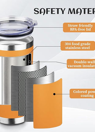 StarSpeed 20oz Tumbler Bulk with Lid, Stainless Steel Insulated Tumblers Double Wall Vacuum Insulated Travel Mug, Powder Coated Coffee Cups for Hot and Cold Drinks(Orange,6)