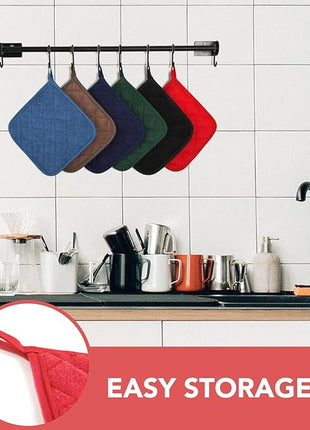 Joyhalo 6 Pack Pot Holders for Kitchen,Cotton Oven Holder with Great Heat Resistance,Non Slip Hot Pads for Kitchen Clearance,Red
