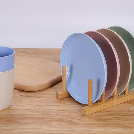 LuckyZone 7 Inches Small Unbreakable Wheat Straw Plates - Reusable Plate Sets of 4 - Dishwasher & Microwave Safe - Perfect for Dinner Dishes - Healthy, BPA Free & Eco-Friendly (7 Inches)