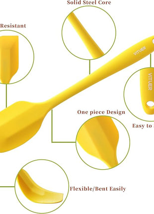 5PCS Silicone Rubber Spatula Set, VITUER Food Grade BPA-Free Spatulas for kitchen Use, Heat Resistant Spatula for Cooking & Baking, Dishwasher Safe