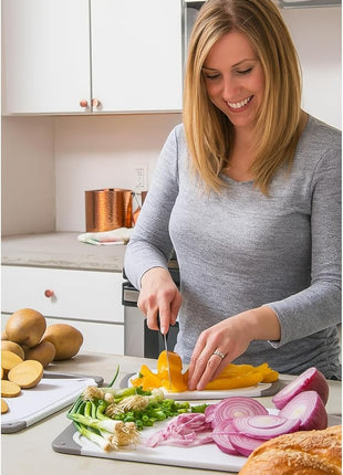 Cutting Boards for Kitchen - BPA-Free Chopping Board - Different Sizes & Non Slip Handles - Reversible, Large Cutting Board Set - Unique Gifts for Cooks Who Have Everything - 3-Pack Aqua