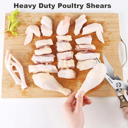 Kitchen scissors 2 Pack,Poultry Shears Heavy Duty Professional Stainless Steel Kitchen Shears,Utility Scissors Food Scissors for Turkey, Meat,Bone,Fish,Chicken,Vegetables,Herbs,BBQ