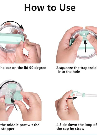 Silicone Spill Stopper Set Compatible with Stanley Cup 2.0 30oz & 40oz with Straw Cover (Set of 2, Seafoam)