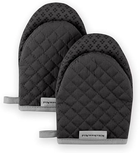 KitchenAid Asteroid Mini Oven Mitt Set, 5.5"x8", Black, 2 Piece