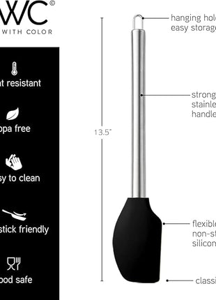 COOK WITH COLOR Silicone Cooking Utensils, Kitchen Utensil Set, Easy to Clean Silicone Kitchen Utensils, Cooking Utensils for Nonstick Cookware, Kitchen Gadgets Set, 10 Pieces, Black